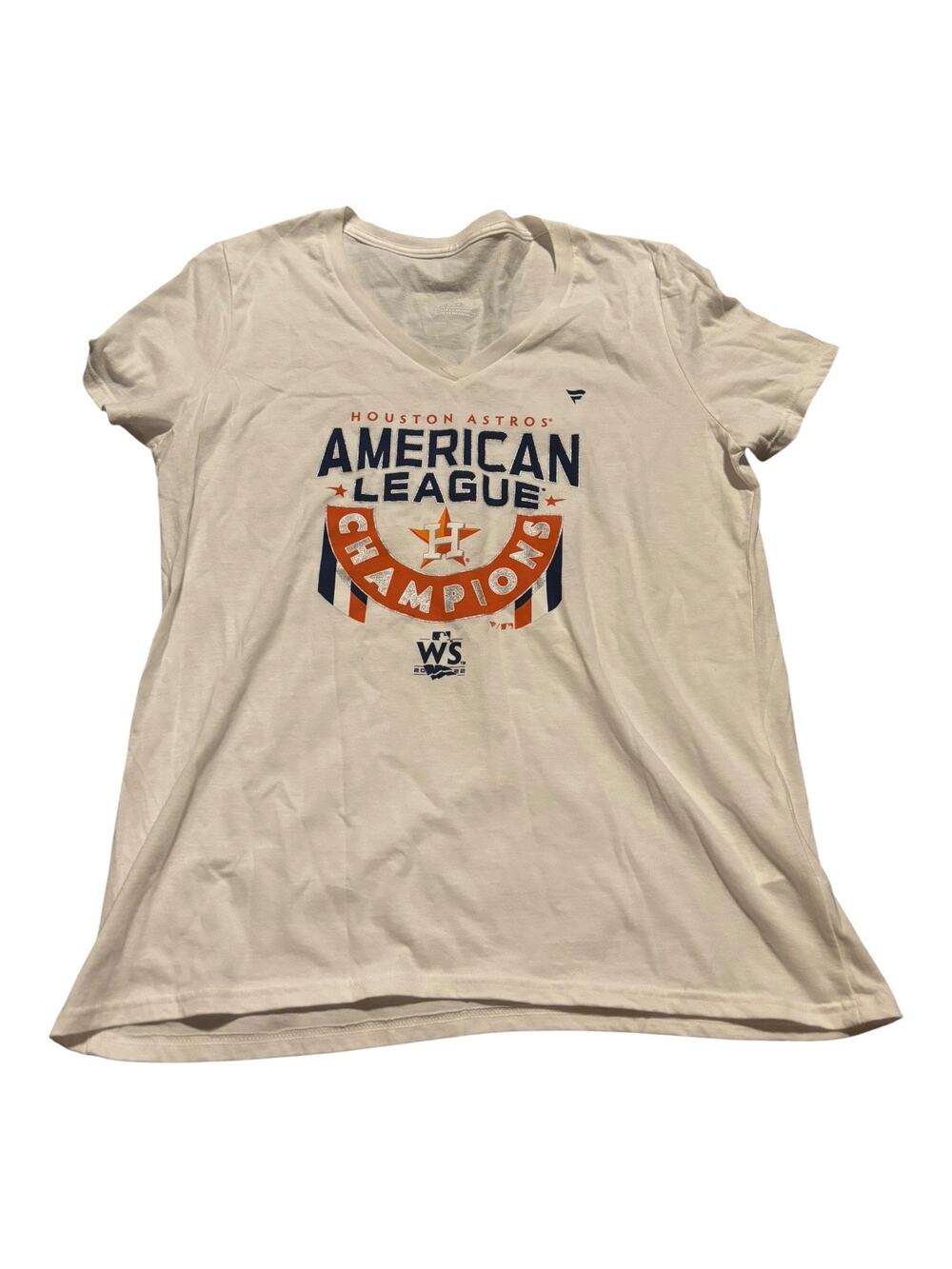 Fanatics Houston Astros 2022 American League Champions White V-Neck T-Shirt M
